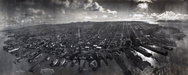 Panorama of San Francisco from Lawrence's "captive airship," 1906
